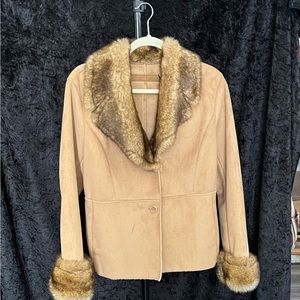 Kenneth Cole Faux Suede/Fur Jacket